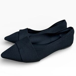 Tahari Black Pointed Toe Knit Flats Size US 6.5 UK 4.5 Comfort Shoes Lightweight